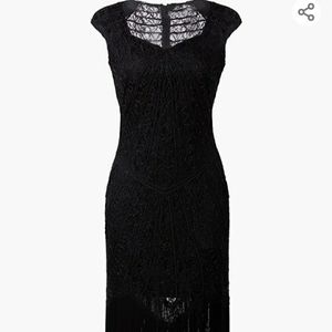 1920's inspired beaded lace cocktail dress